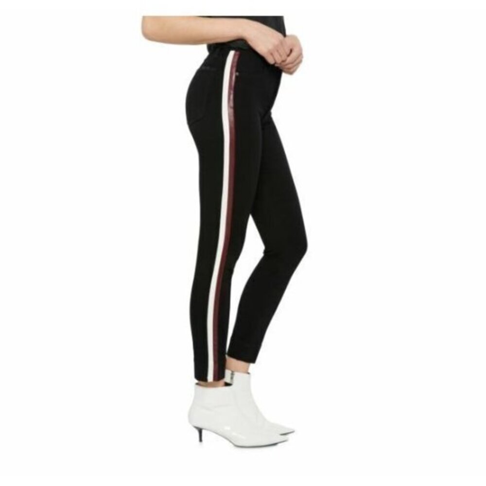 Joe's Jeans Charlie High Rise Skinny Side Faux Leather Stripe Black SZ 24 New
